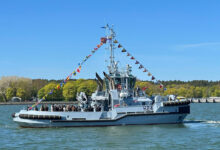The Lithuanian Navy's LNS H-24 "Lokys" support ship