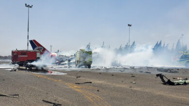 Yemenia Airways plane destroyed at Sanaa airport's runway