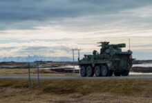 A SGT STOUT moves out for operations during Formidable Shield 25, May 7, 2025, in Andøya, Norway.